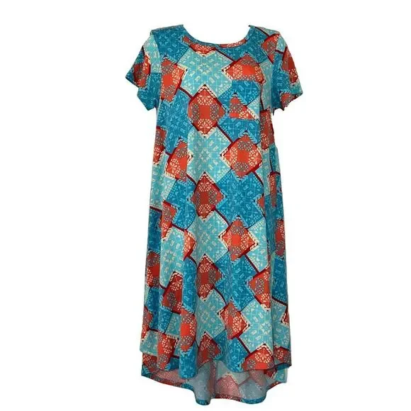 Women's LuLaRoe Dress, XS, Teal & Coral - Picture 2 of 5
